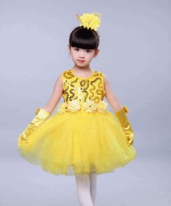 Cho thuê Váy múa cho bé SP000063 vàng tại Hà Nội