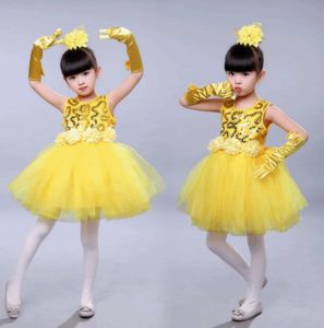 Thuê Váy múa cho bé SP000063 vàng - Váy múa cho bé tại Hà Nội