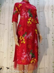 Cho thuê Áo dài cách tân đỏ ngày tết tại Hà Nội