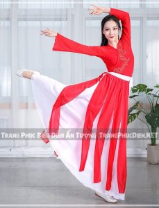 Thuê Trang phục múa cổ trang Trung Quốc trắng đỏ - Trang phục múa cổ trang Trung Quốc tại Hà Nội