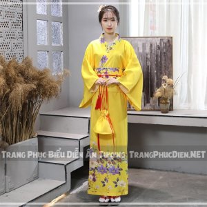áo kimono nữ hoa vàng