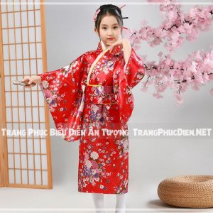Thuê Áo yukata cho bé in hoa - Trang phục Nhật Bản tại Hà Nội