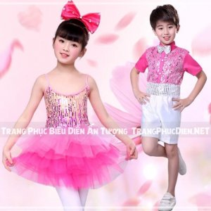 Cho thuê Trang phục nhảy múa cho bé hồng trắng - PVN2009 / tại Hà Nội