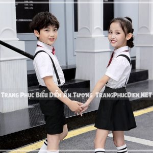 Thuê Đồng phục học sinh tiểu học đen trắng đôi nam nữ - Quần Áo Đồng Phục tại Hà Nội