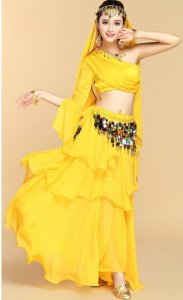 Thuê Trang phục múa Ấn Độ Belly dance vàng - Trang phục Ấn Độ tại Hà Nội