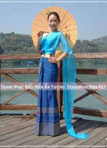 Thuê Trang Phục Thái Lan- Chakkri xanh lam - Trang Phục Truyền Thống Thái Lan tại Hà Nội