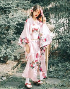Cho thuê Áo Yukata Nữ công hồng tại Hà Nội