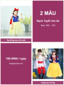 Trang phục công chúa Bạch Tuyết cho bé – 2 mẫu cho thuê tại Hà Nội