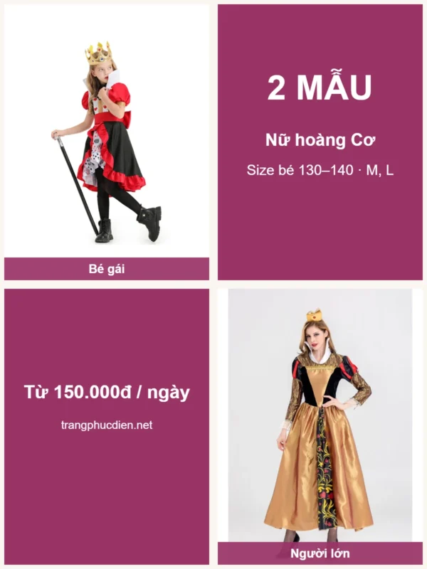 Trang phục Nữ hoàng Cơ – 2 mẫu cho thuê tại Hà Nội Trang phục Nữ hoàng Cơ – 2 mẫu cho thuê tại Hà Nội